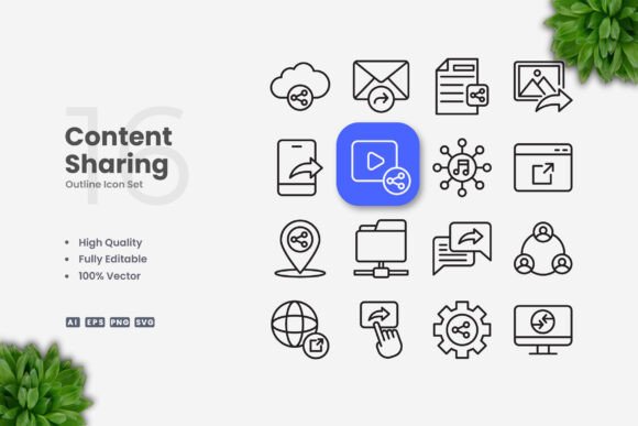 Content Sharing Icons for Graphics and Icons