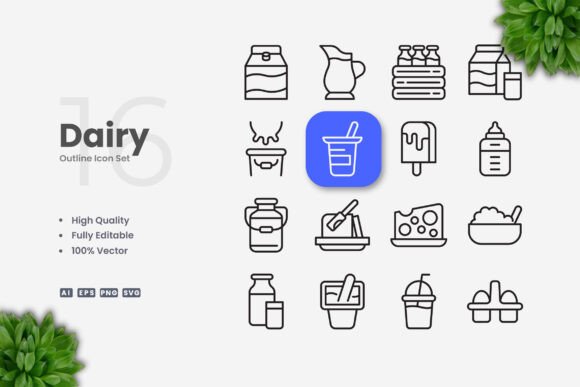Dairy Icons: Graphics and Icons for Modern Design