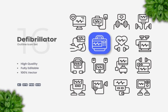 Defibrillator Icons: Graphics and Icons for Modern Design
