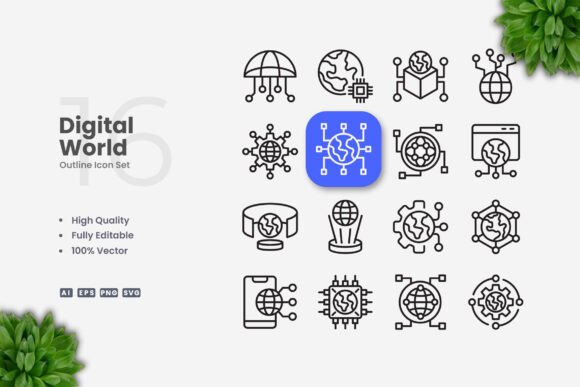 Digital World Icons: Graphics and Icons for Modern Design