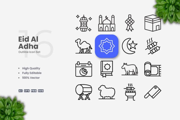 Eid Al Adha Icons for Graphics and Branding