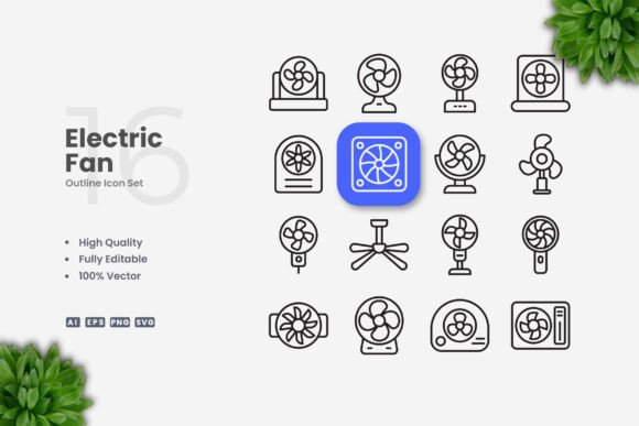 Electric Fan Icons for Creative Crafts