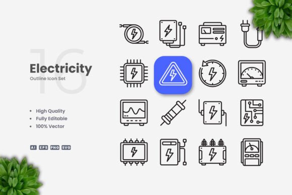 Electricity Icons: Graphics and Icons for Modern Design