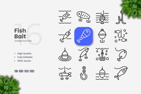 Fish Bait Icons: Graphics for Real Local Business Use