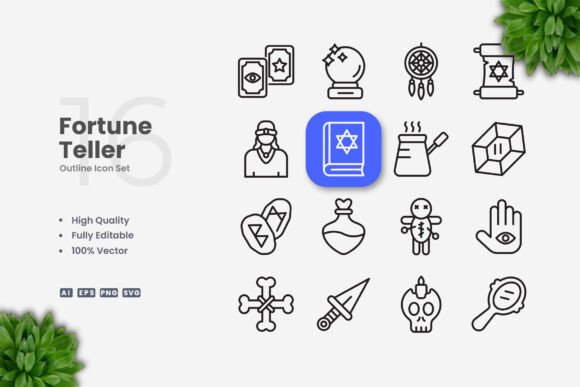 Fortune Teller Icons for Graphics and Branding