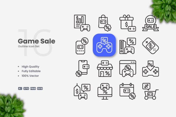 Game Sale Icons: Graphics and Icons for Modern Design