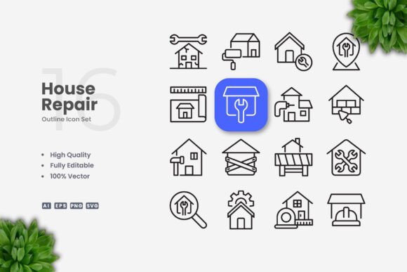 House Repair Icons: Graphics and Icons for Real Projects