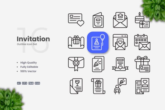 Invitation Icons for Graphics and Branding