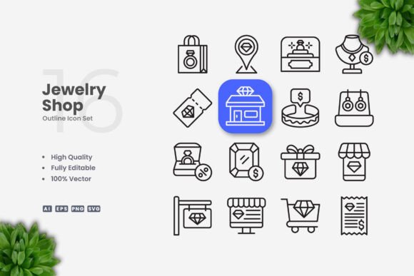 Jewelry Shop Icons: Graphics and Icons for Modern Design