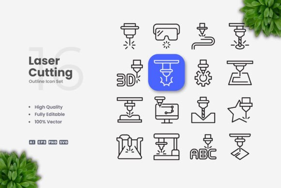Laser Cutting Icons Graphics