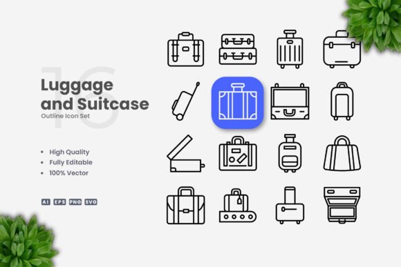 Luggage and Suitcase Icons for Graphics and Icons