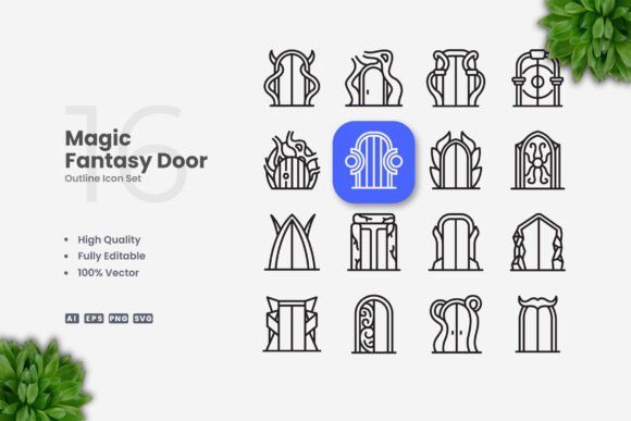 Magic Fantasy Door Icons: Graphics and Icons for Creative Design