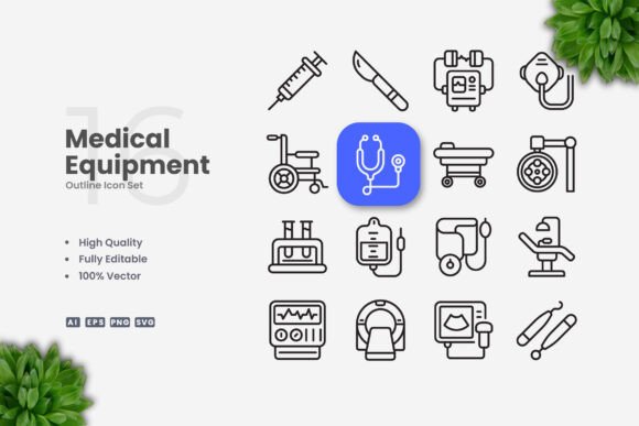 Medical Equipment Icons Graphics