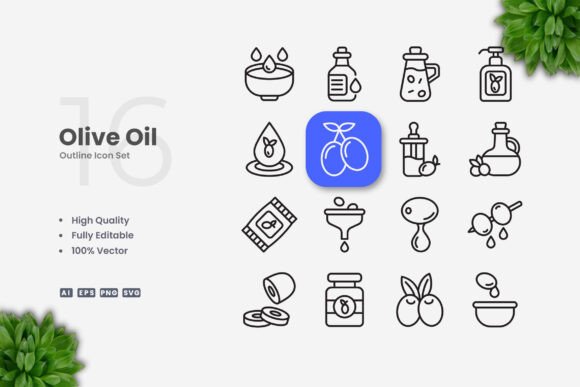 Olive Oil Icons: Graphics and Icons for Clean Design