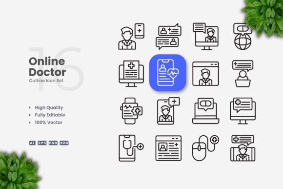 Online Doctor Icons: Graphics and Icons for Modern Design