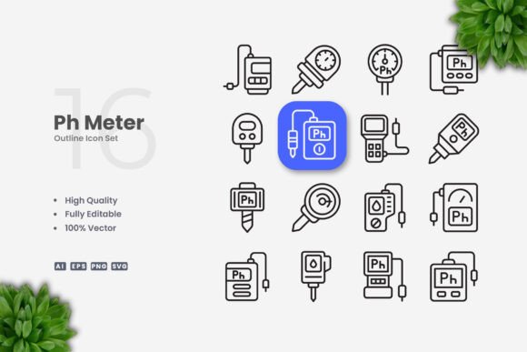 Ph Meter Icons for Graphics and Branding