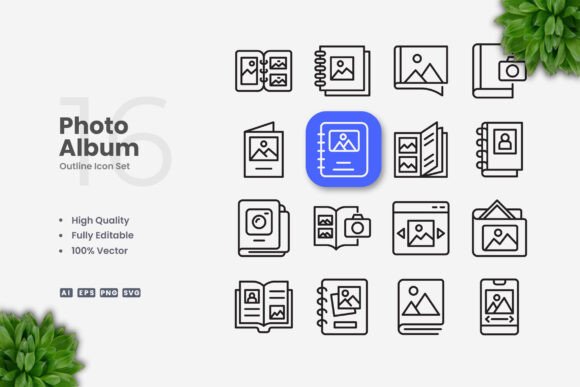 Photo Album Icons: Graphics and Icons for Creative Design