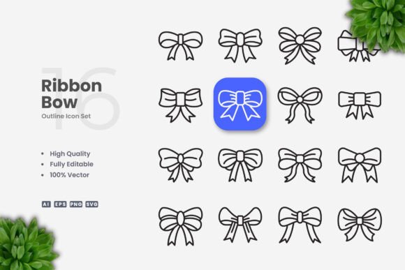 Ribbon Bow Icons for Graphics and Icons