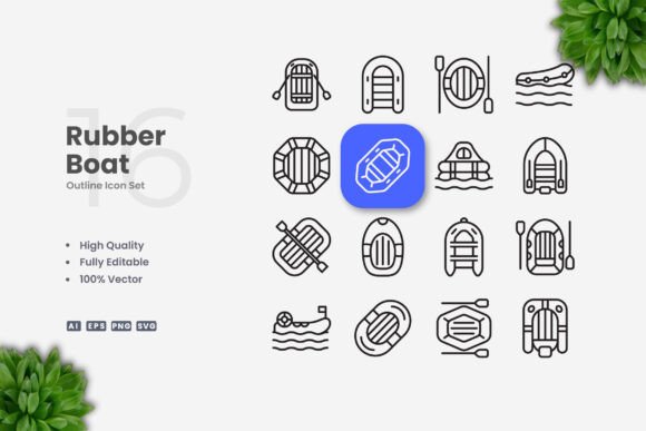 Rubber Boat Icons: Graphics for Digital Sellers