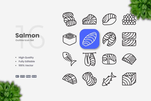 Salmon Icons: Graphics for Digital Sellers