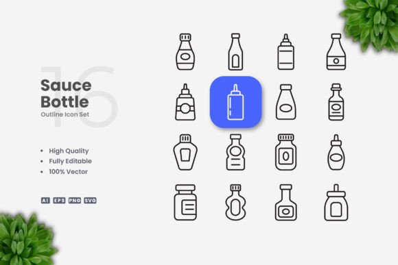 Sauce Bottle Icons: Graphics for Digital Sellers