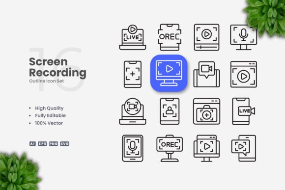 Screen Recording Icons: Graphics and Icons for Digital Sellers
