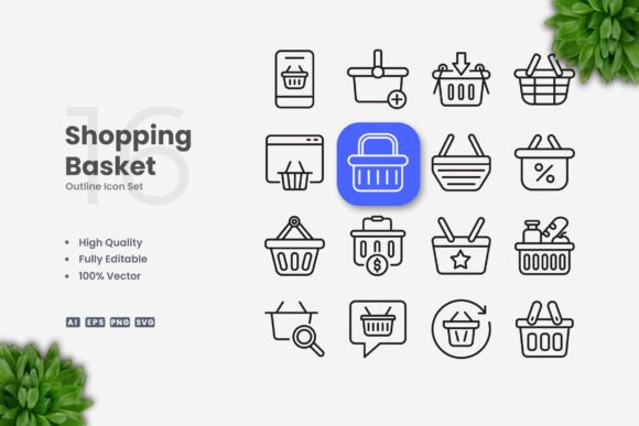 Shopping Basket Icons for Graphics and Branding