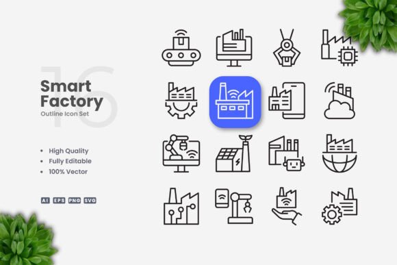 Smart Factory Icons: Graphics and Icons for Modern Design