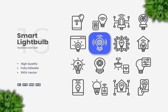 Smart Lightbulb Icons for Graphics and Icons