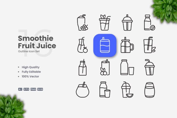 Smoothie Fruit Juice Icons for Crafters