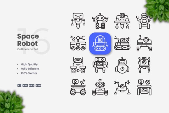 Space Robot Icons: Graphics for Modern Design