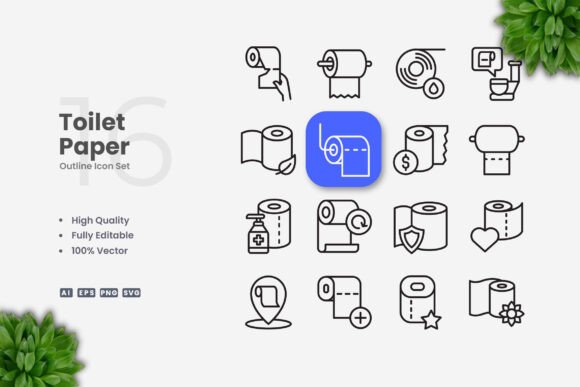 Toilet Paper Icons: Graphics & Icons for Digital Sellers